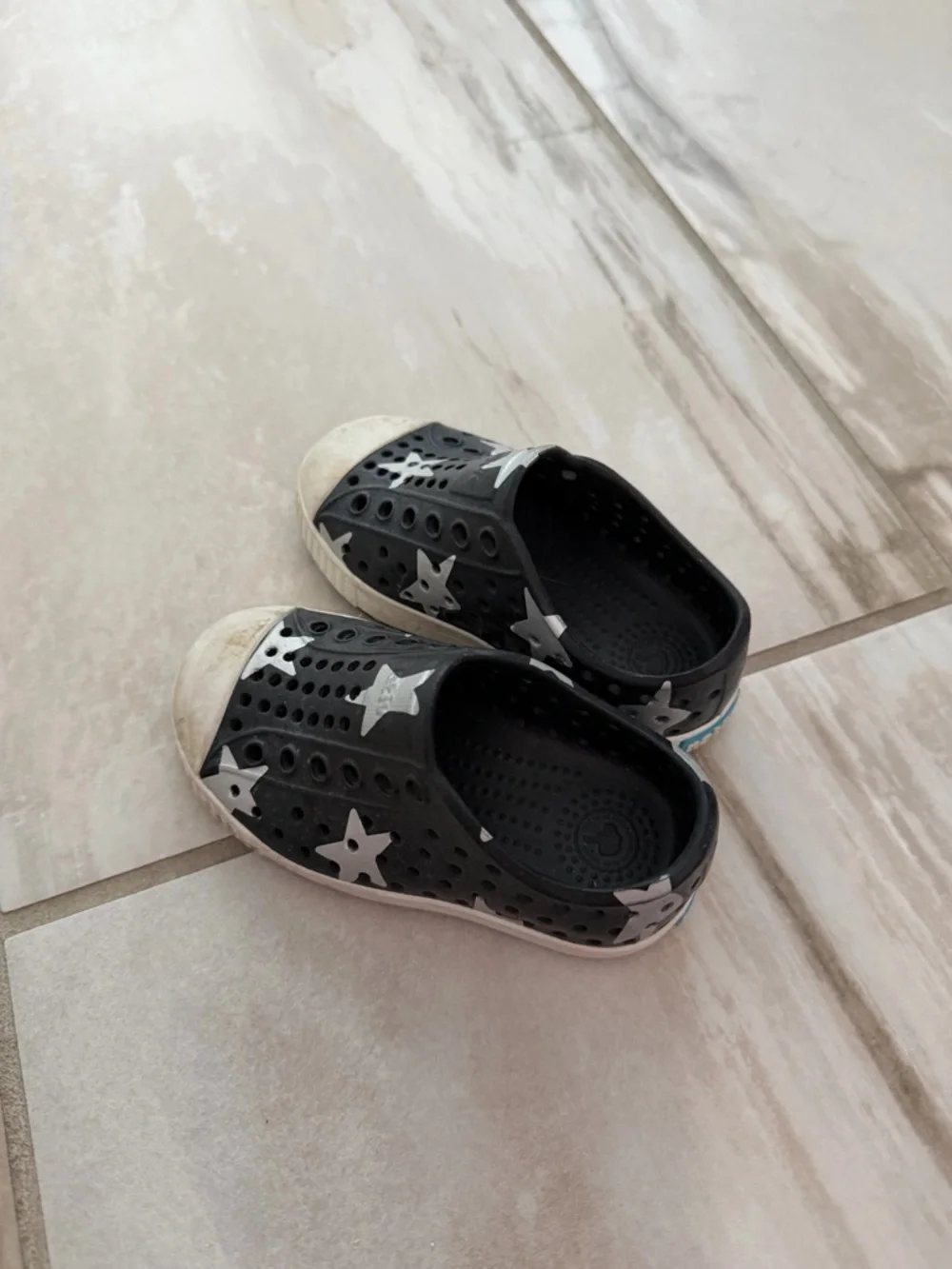 Native Black Star Slip-On Water Shoes with White Stars